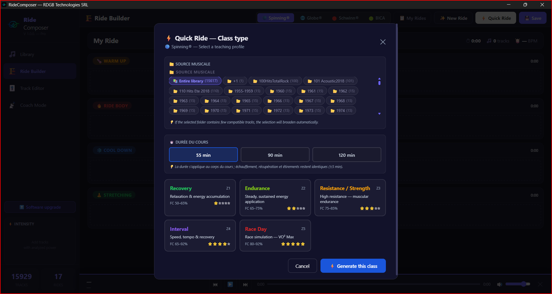 Le Quick Ride dans RideComposer